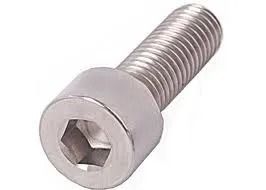 Silver hex socket head cap screw on a white background