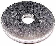 Silver metal washer with a round center hole on a white background