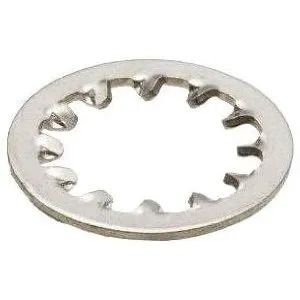 Silver star lock washer on a white background