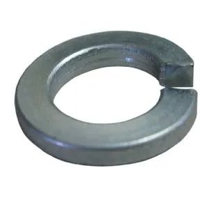 Metal split lock washer with a gray finish on a white background