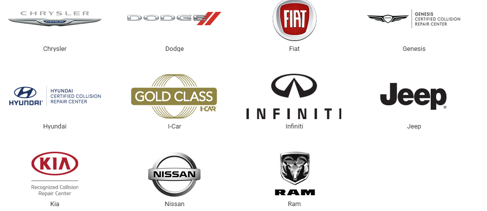 A bunch of car logos on a white background