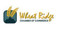 Wheat Ridge Chamber of Commerce logo with wheat stalks and a blue house icon