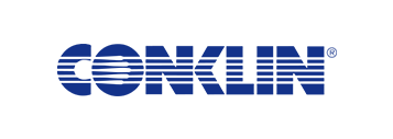 The Conklin logo: Blue wordmark with the letters formed by horizontal lines. Registered trademark symbol.