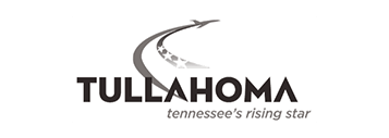 Logo of Tullahoma, Tennessee with an upward curving line and plane. Text reads
