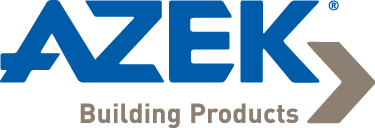 AZEK Building Products logo with blue text and a grey arrow.