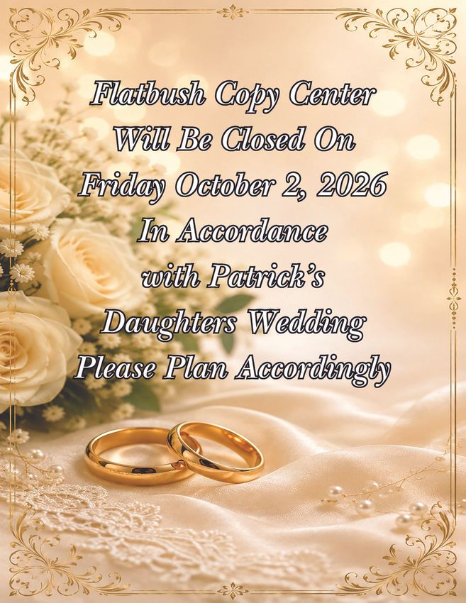 Floral gold wedding announcement with rings: Friday, October 2, 2026, anniversary, daughter’s wedding, please RSVP
