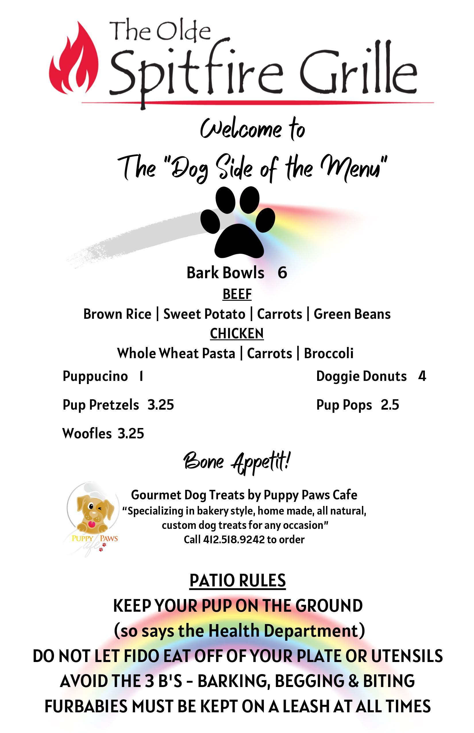 the dog side of the menu 2023