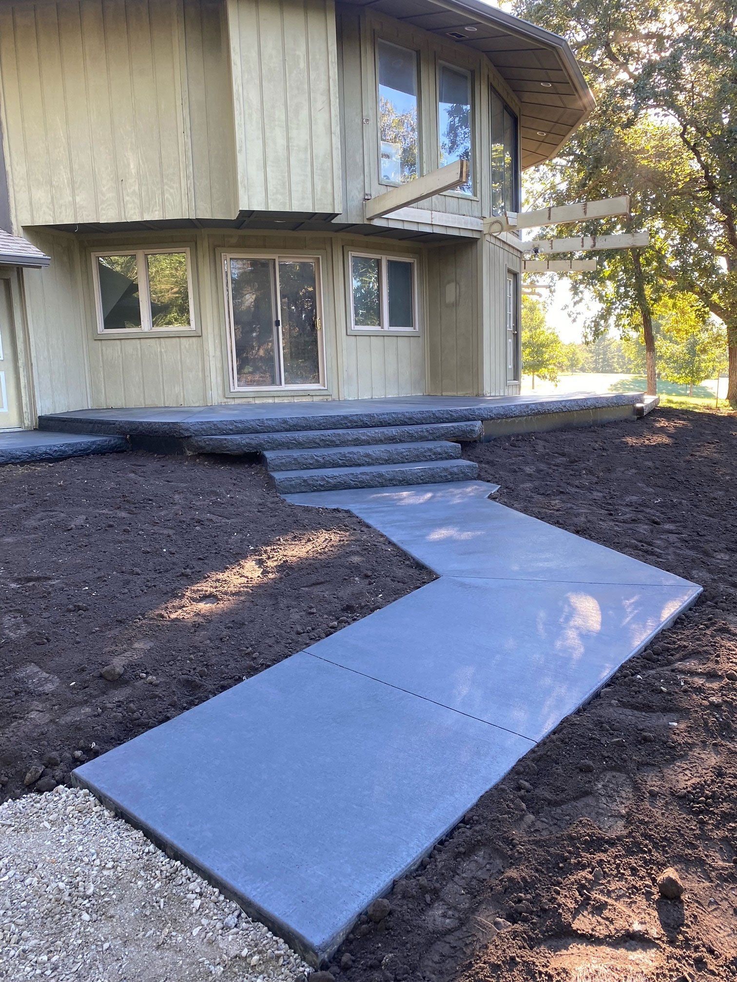 Concrete walkway and steps