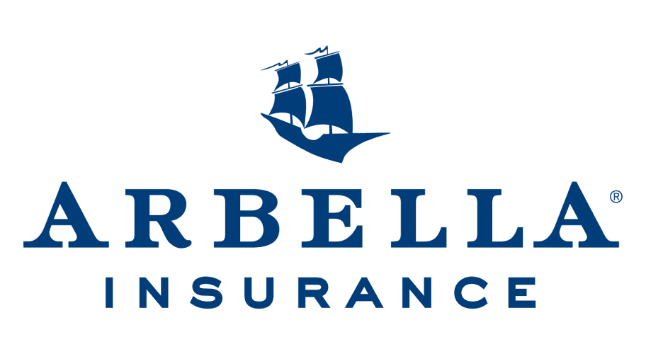Arbella Insurance logo with blue sailing ship icon and text on white background