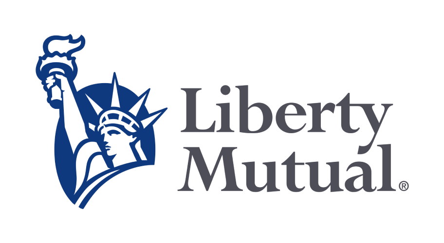 Liberty Mutual logo with blue Statue of Liberty icon and gray text on white background