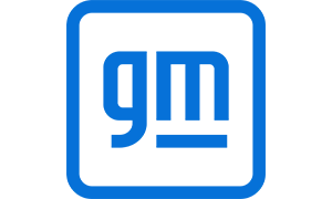 Blue and white General Motors (GM) logo in a square.