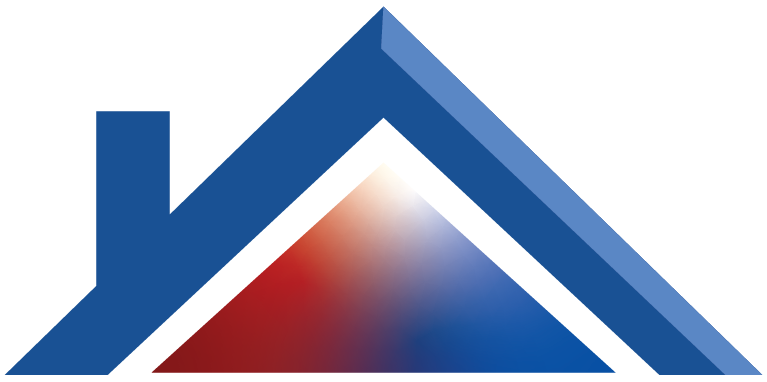 A blue triangle with a red triangle in the middle