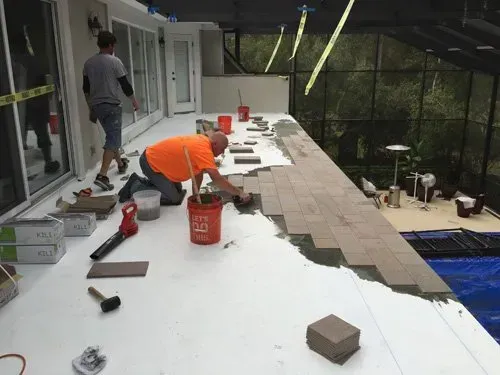 Layering brick floor