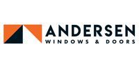 Andersen Windows & Doors logo with black and orange geometric icon and text