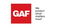 GAF logo with red square and gray tagline “We protect what matters most”