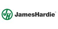 JamesHardie logo with green circular icon and black text on white background