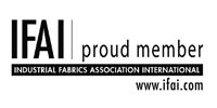 Black and white logo for Industrial Fabrics Association International (IFAI) that reads