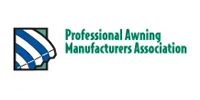 Logo for the Professional Awning Manufacturers Association featuring a striped awning icon next to the text.
