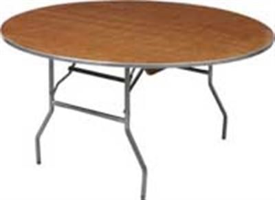 Oval wooden folding table with metal legs