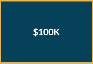 A blue background with the words `` $ 100k '' written on it.