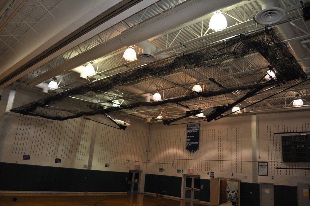 Retractable ceiling batting cages