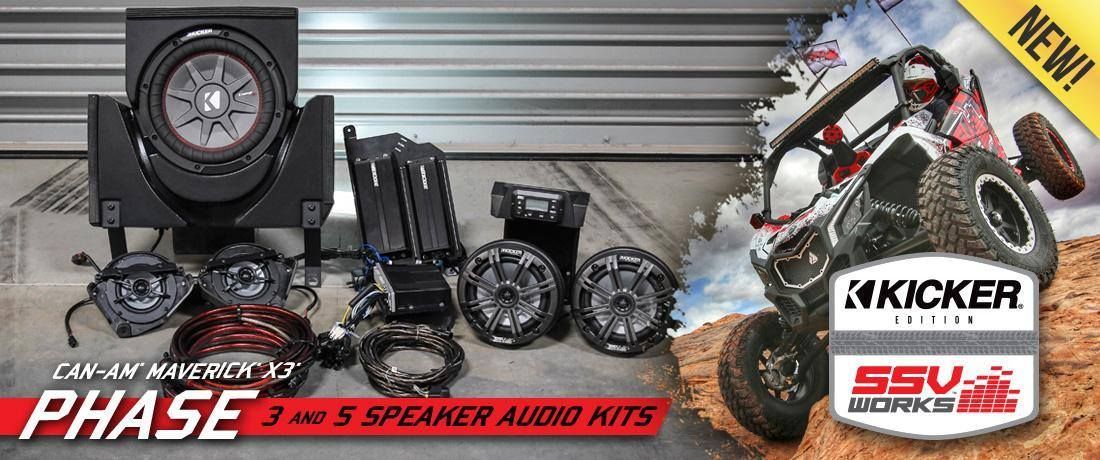 A phase 3 and 5 speaker audio kit for a jeep