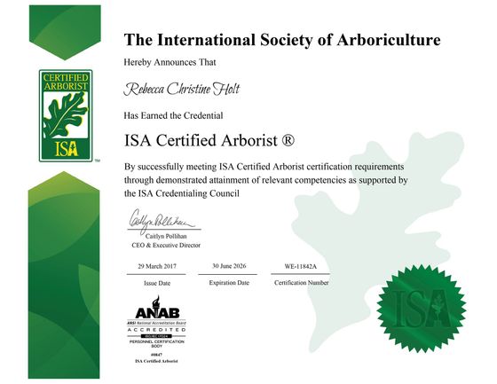 ISA Certified Arborist Certificate