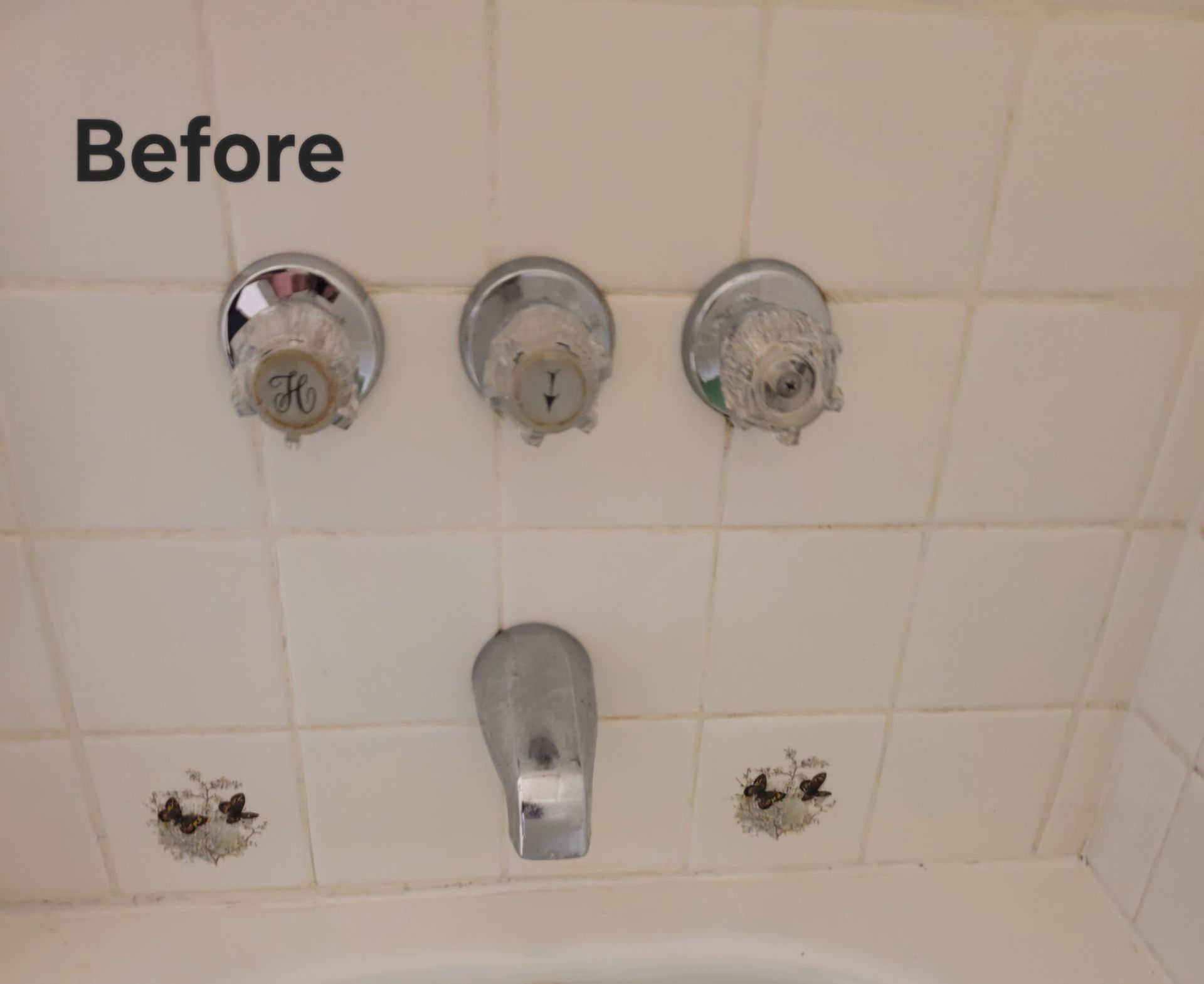 Shower valve and handle assembly before being repaired