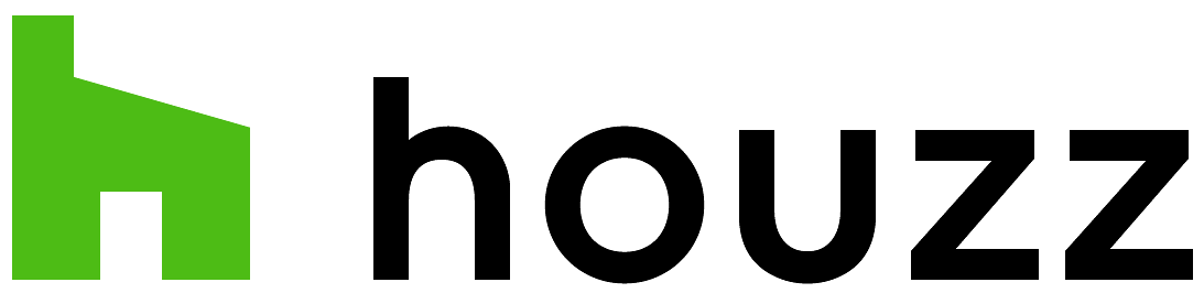 Houzz logo: a green house-shaped icon next to the word