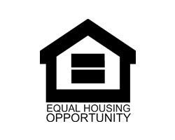 A black and white logo for equal housing opportunity.