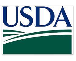 The usda logo is a green and white logo with a swirl in the middle.
