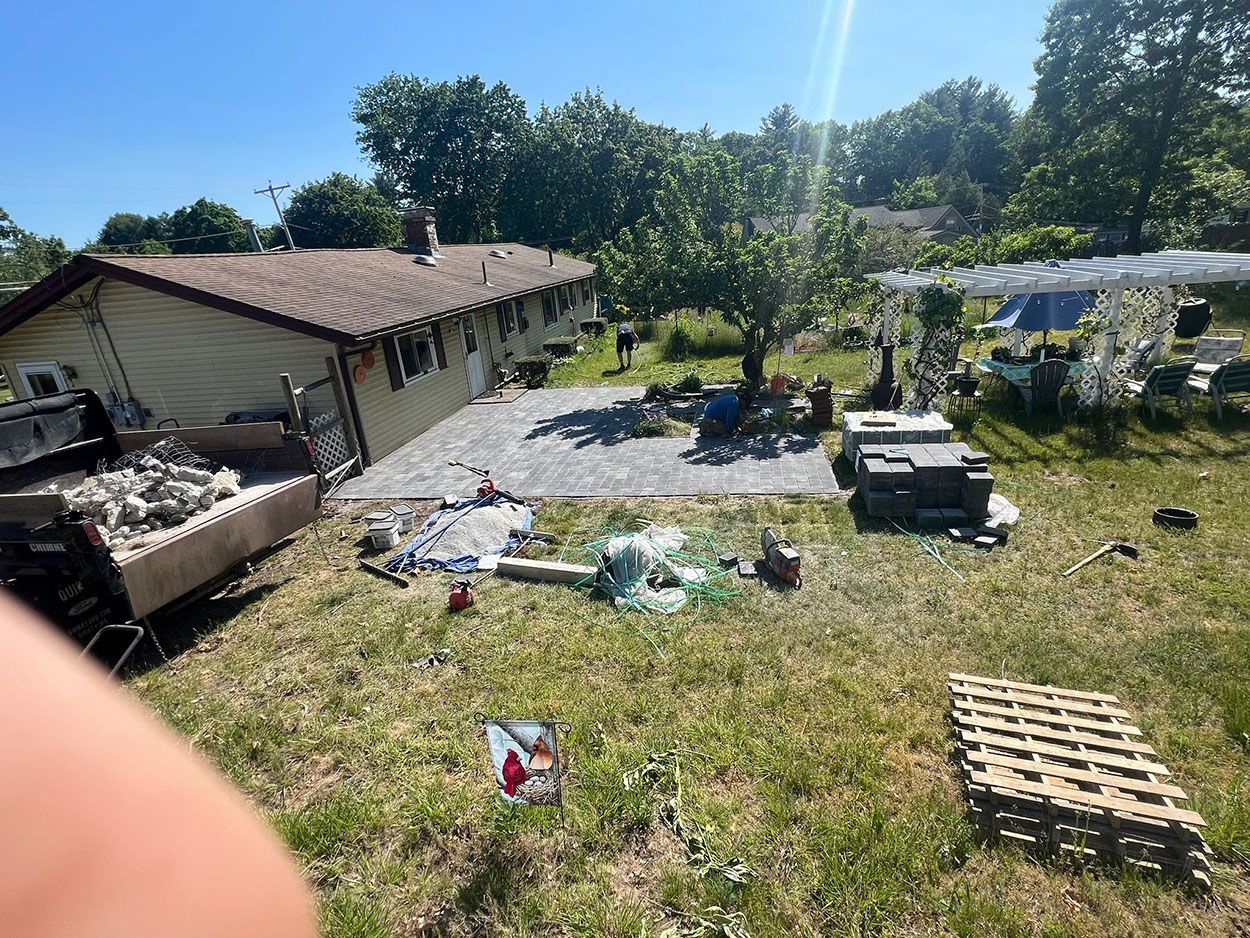 Men working on a new patio