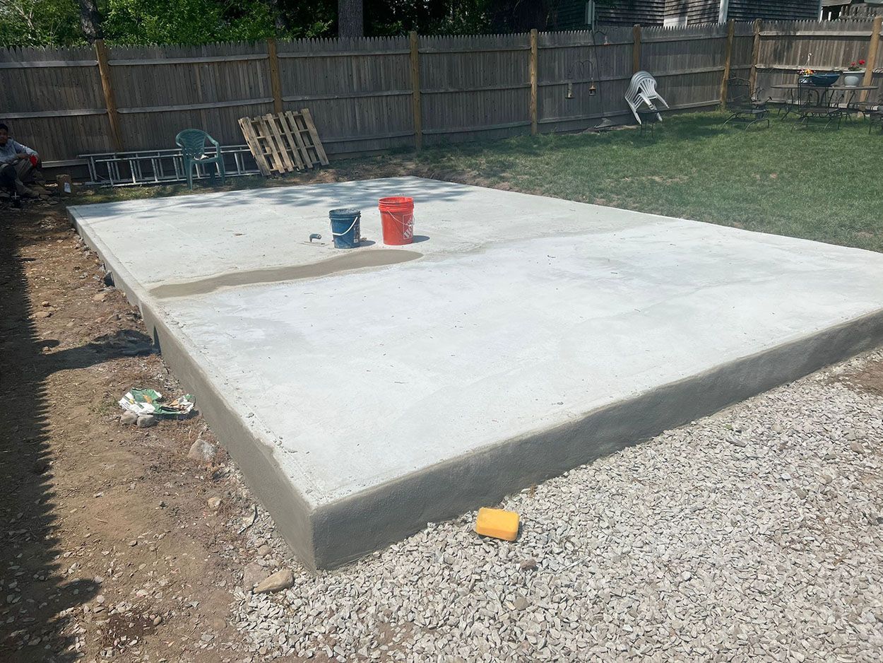 A concrete slab built in a backyard