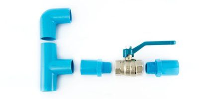 Blue pvc pipe connection with valve