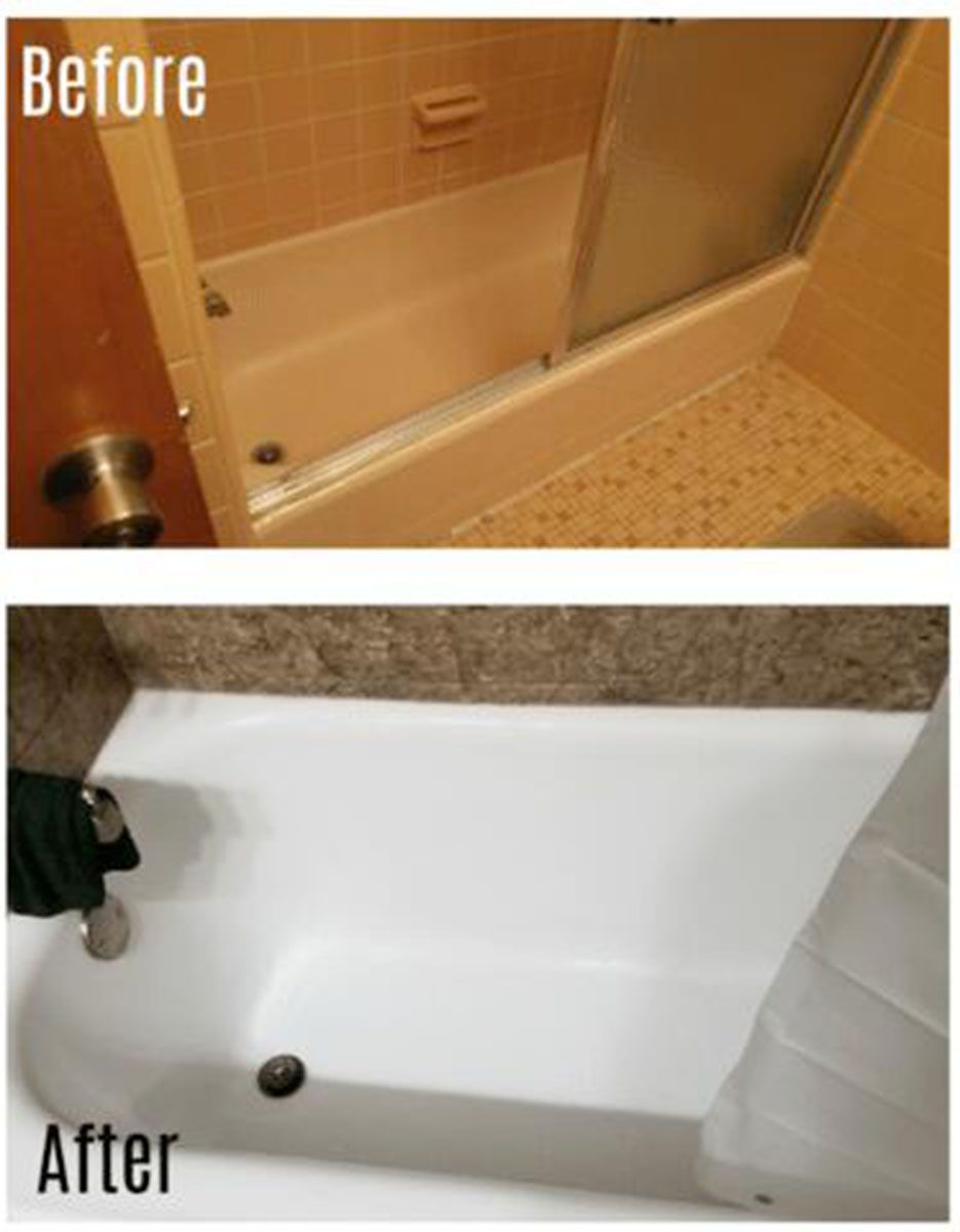 Comparison of a bathtub before and after refinishing