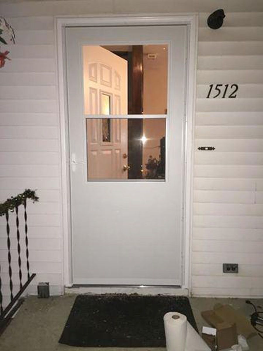 White door with glass pane