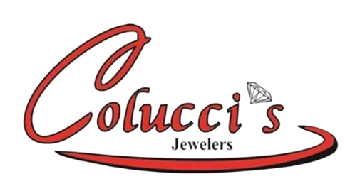 Colucci's Jewelers logo with red script text, diamond, and a red curved underline.