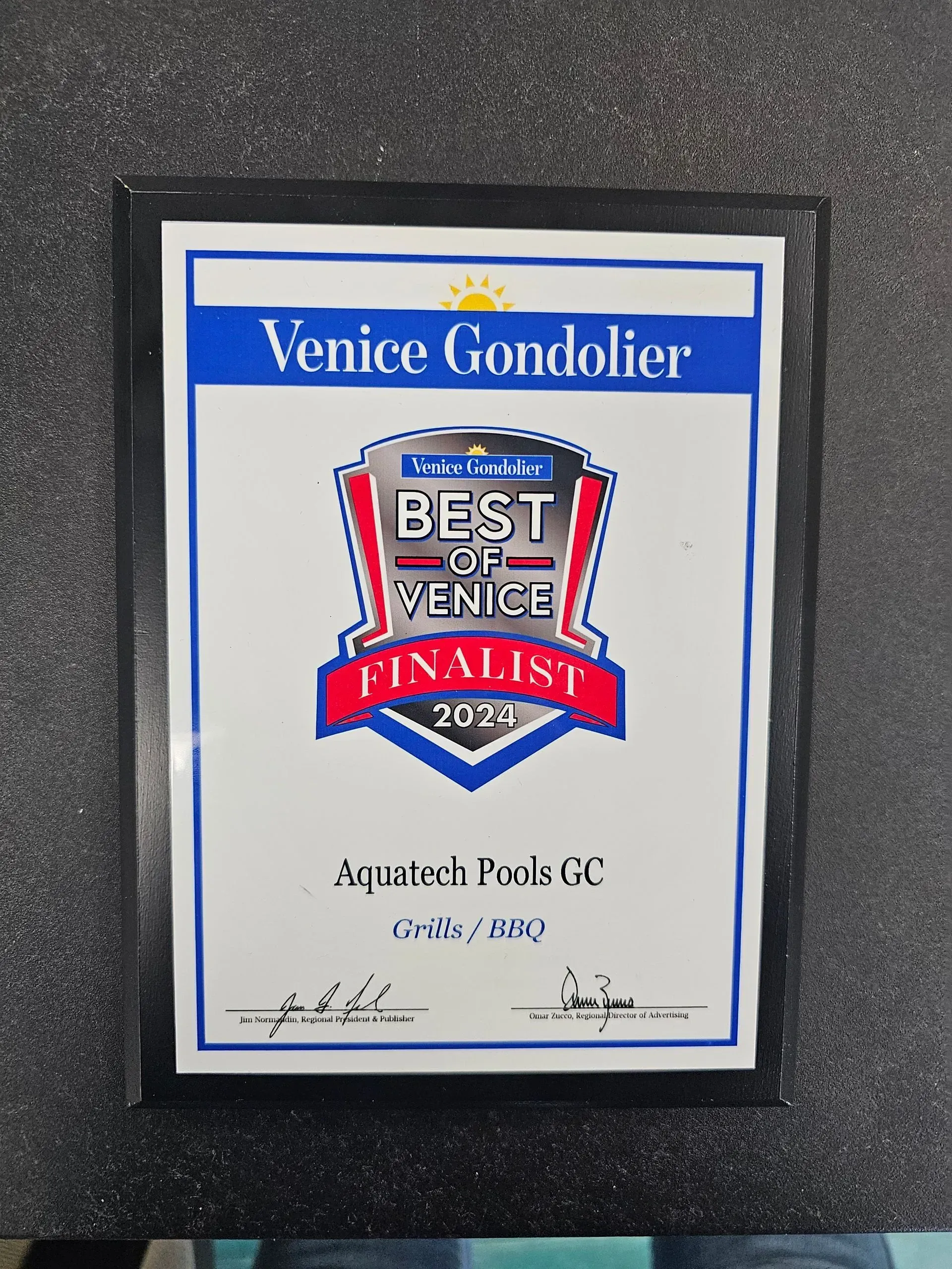 Award plaque: