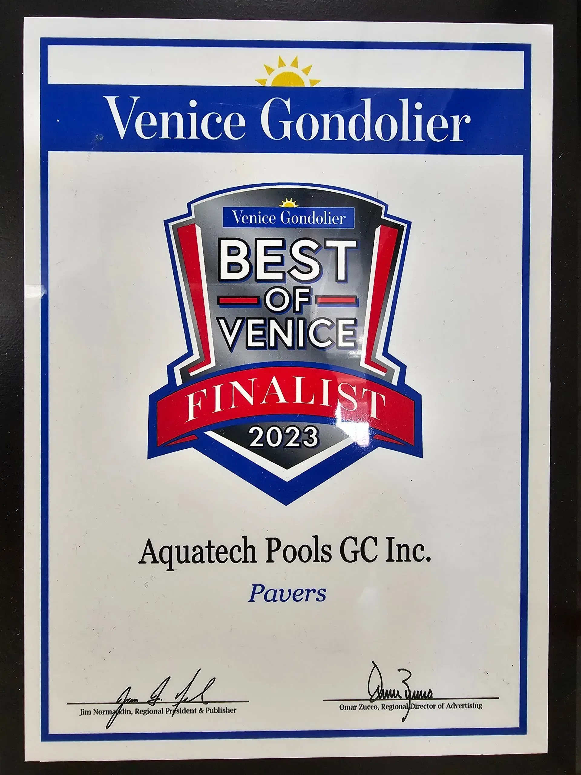 Award plaque: