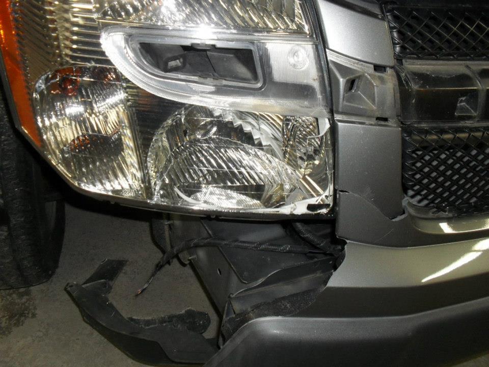 Car headlight before repair