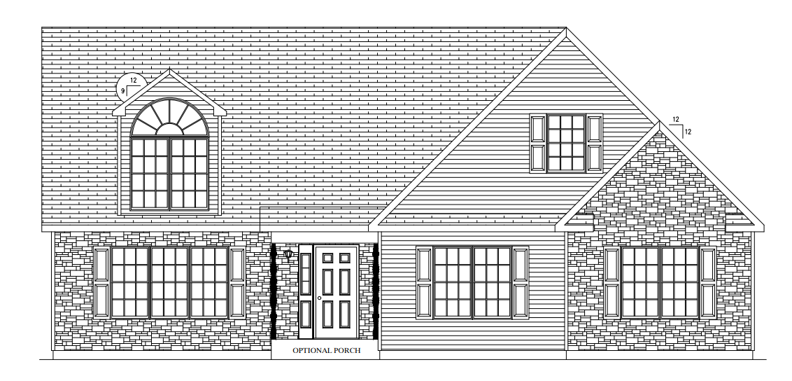 Front exterior of a suburban house with stone accents, dormer windows, and a gabled roof.
