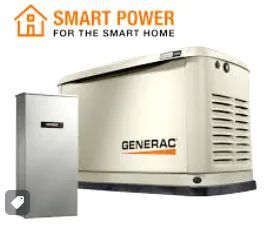 A Generac generator and a smaller silver-colored box labeled 