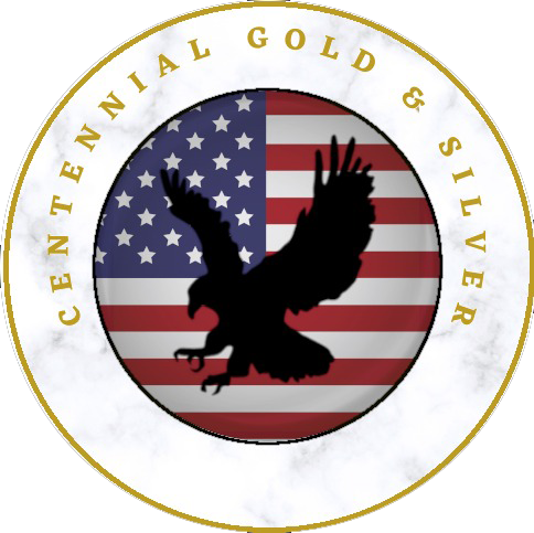 Centennial Gold & Silver logo: American flag with eagle silhouette inside a gold-rimmed circle.