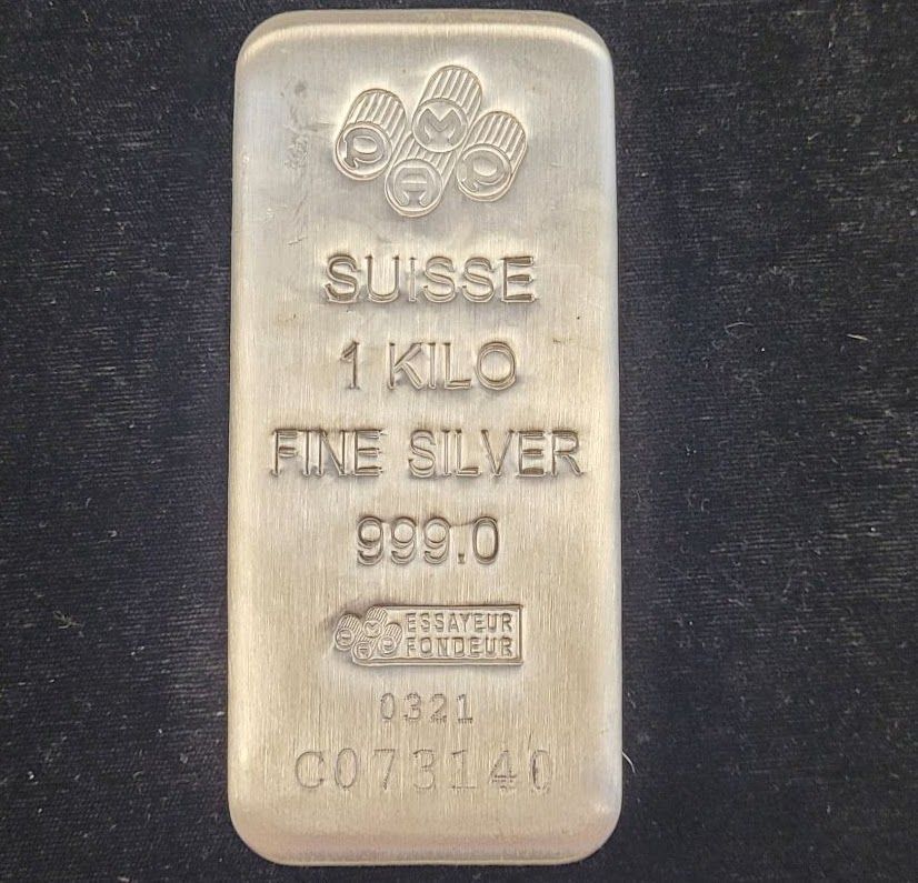 Silver bar stamped with 