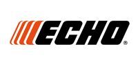 ECHO logo in black and orange with stylized slanted stripes on a white background