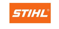 STIHL logo in white on an orange rectangular background