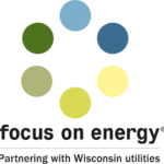 Focus on Energy logo with colored dots and the tagline “Partnering with Wisconsin utilities”