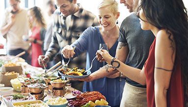 People eating while standing