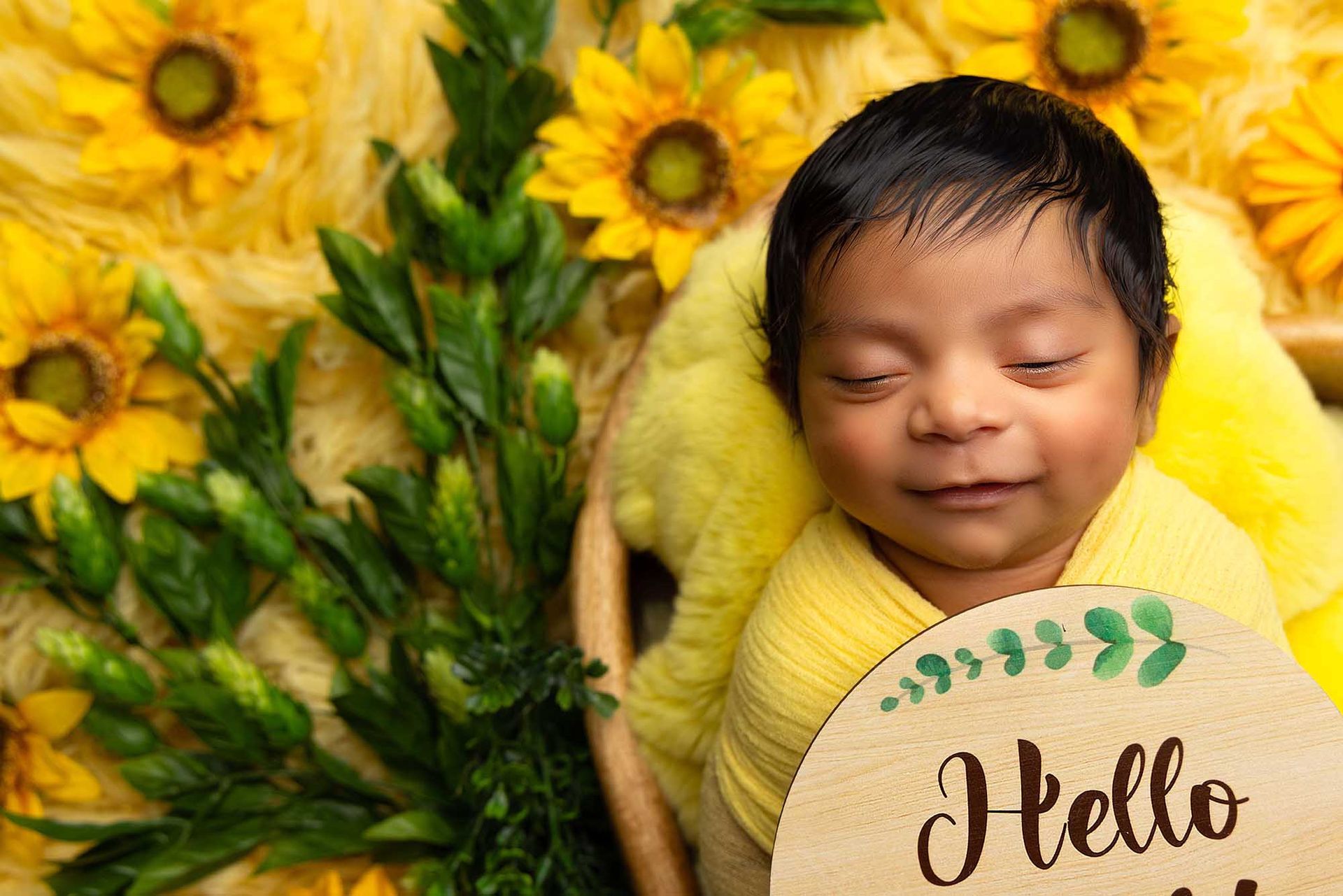 Newborn baby smiling