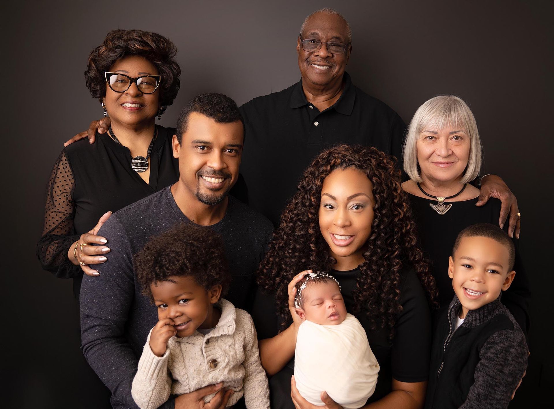 Family photo with a newborn baby